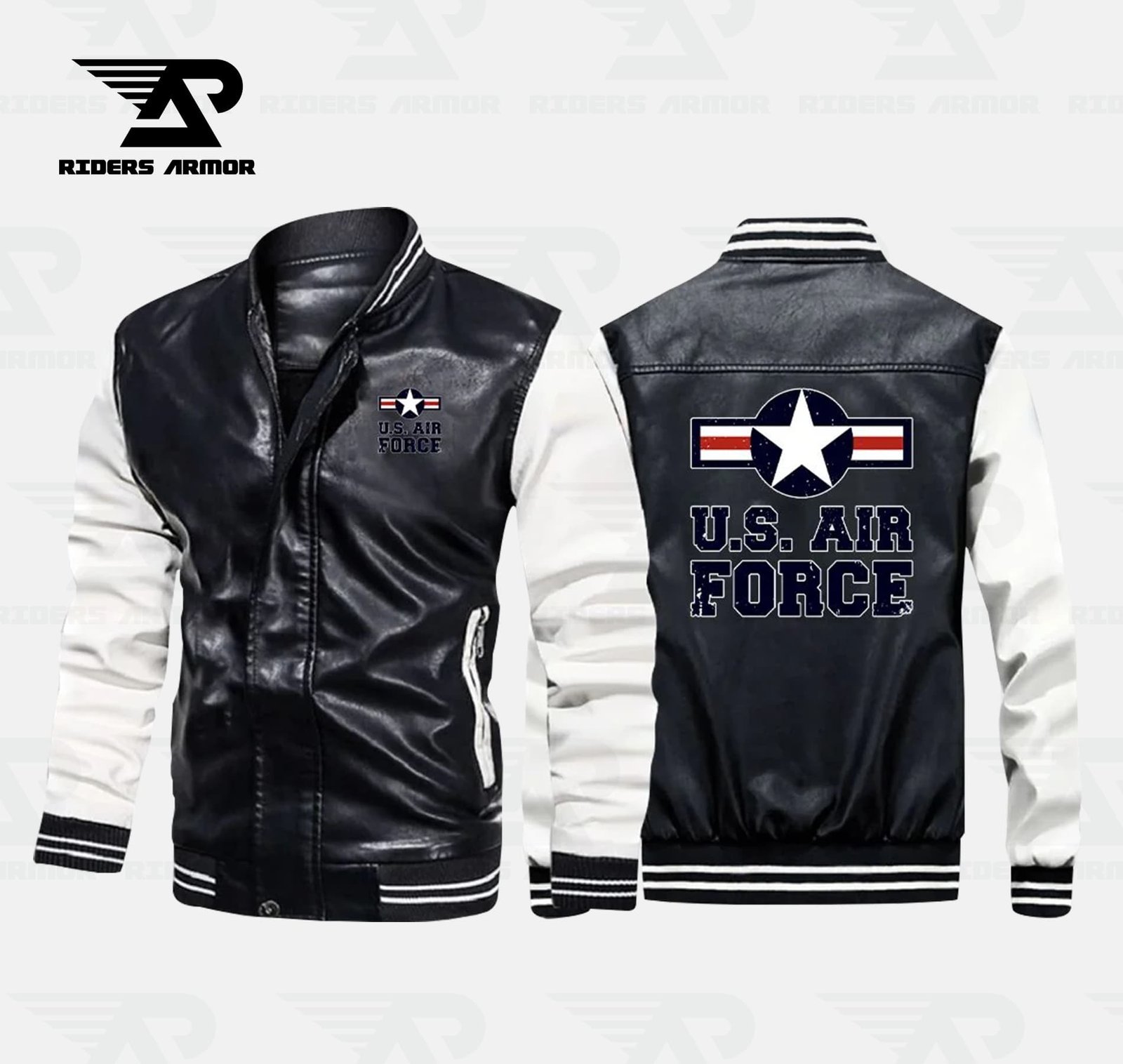 AeroForce US Air Force Inspired Leather Bomber Jacket - Image 4