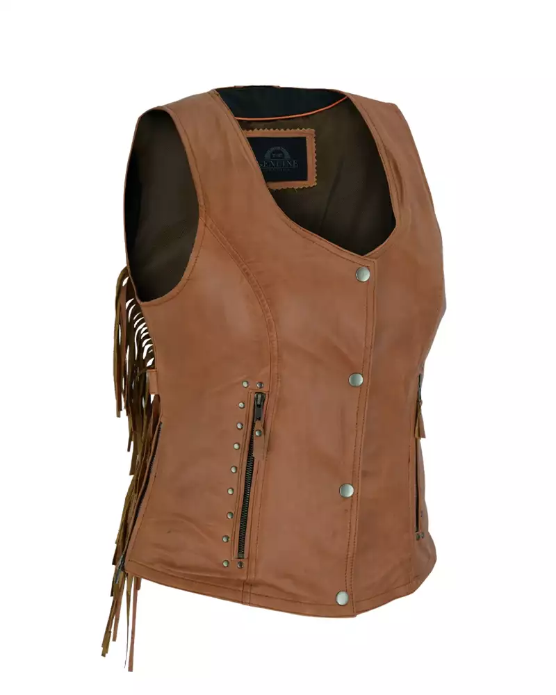 Riders Armor RebelQueen Fringe Brown Leather Vest