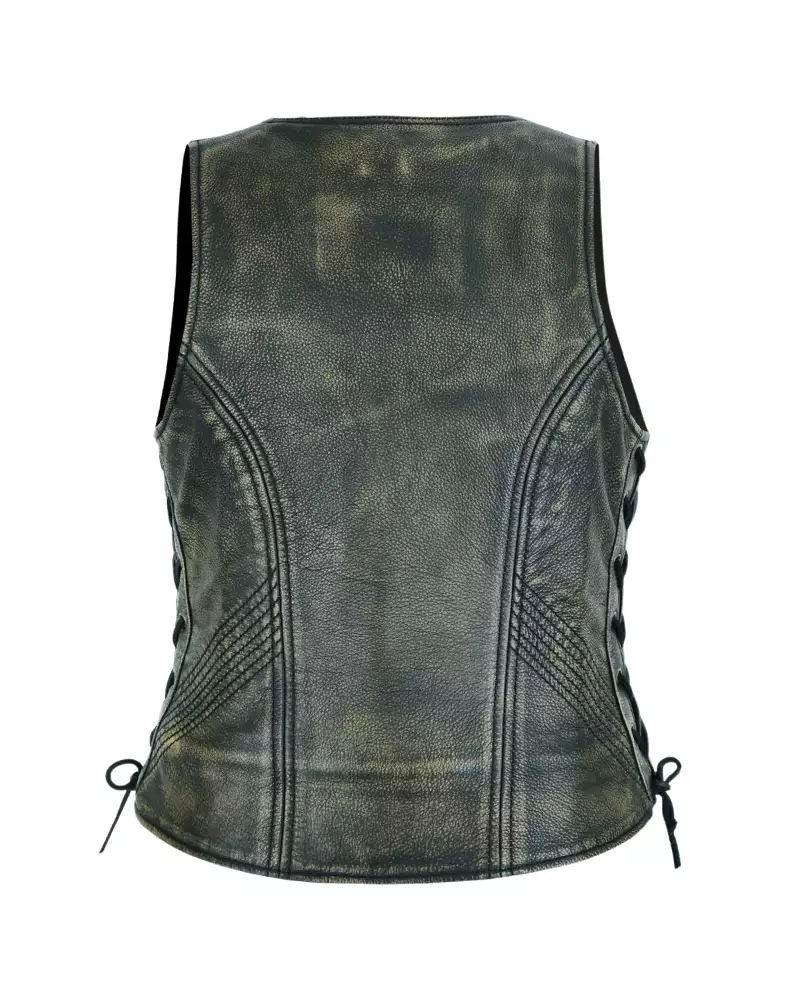 Riders Armor RebelQueen Distressed Women’s Leather Vest - Image 2